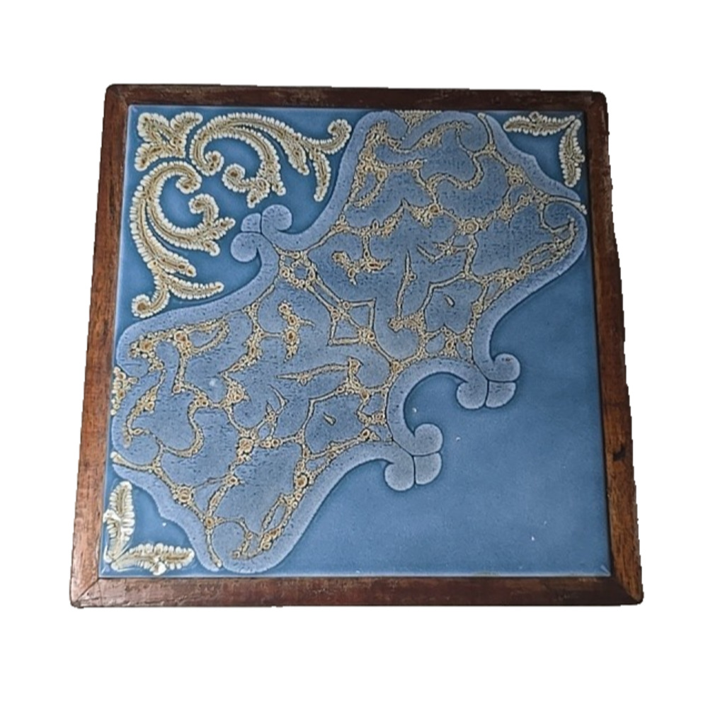 Vtg 60's 70's Made in Italy Decorative Tile 8 3/4"x 8 3/4" Ceramic & Wood Trivet